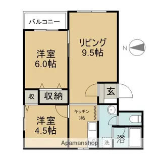 アリコベール明神【3-B号室】の間取り