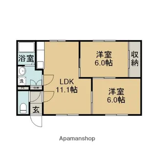 2LDKの間取り画像