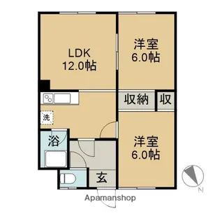 ハイツ西岡【1号室】の間取り