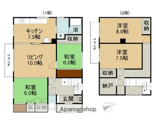 北海道砂川市東一条北9丁目【一戸建】の間取り