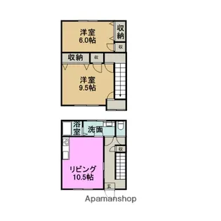 メゾネット滝川【F号室】の間取り