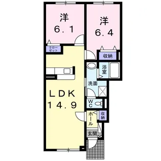 ジェルメ スュド【1階】の間取り