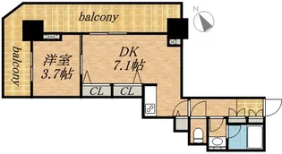 1DKの間取り画像