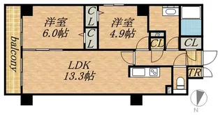 ビッグパレス南6条【6階】の間取り