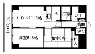 ドミ曙第二【607号室】の間取り