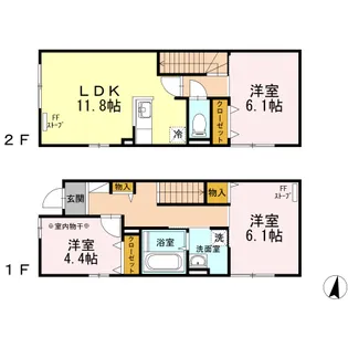 北海道札幌市東区北十条東3丁目【テラスハウス】の間取り