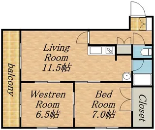 ルネサンス山鼻【201号室】の間取り