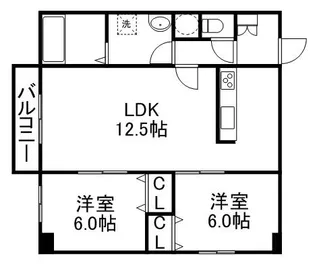 メディオフラム札幌【5階】の間取り