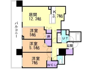 シティタワー札幌【15階】の間取り