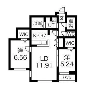コローレ山鼻【405号室】の間取り