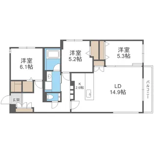 グレン山鼻【3階】の間取り