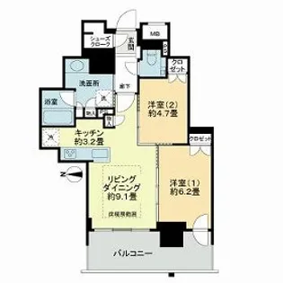ザ・札幌タワーズ ウエストタワー【21階】の間取り