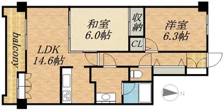 THE RESIDENCE PARK ODORIKOEN (旧ヒ【2階】の間取り