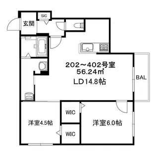 ブランシャールALAIN幌平橋【2階】の間取り
