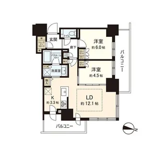 ザ・札幌タワーズウエストタワー【6階】の間取り