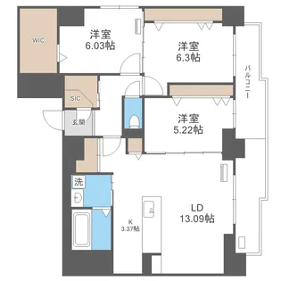 SーRESIDENCE大通公園ADMIRIO【12階】の間取り