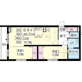NEO・O’S S18(ネオ・オーズ S18)【202号室】の間取り