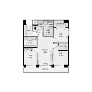 分譲ライオンズマンション円山公園【3階】の間取り