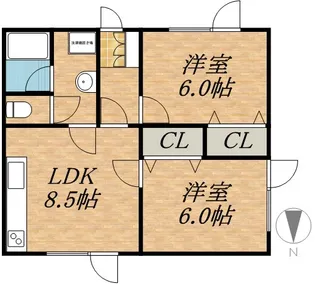 ピースフルⅢ【202号室】の間取り