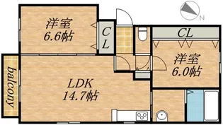 カレラ山鼻【1階】の間取り