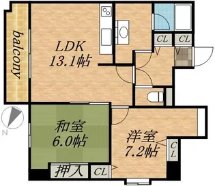 旭山シャトー桂和【604号室】の間取り