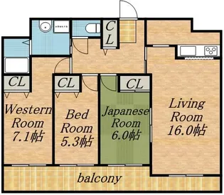 オリエンタルコート大友【1402号室】の間取り