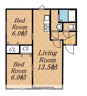 2LDKの間取り画像