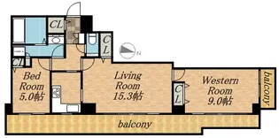 知事公館前タワーレジデンス【02205号室】の間取り