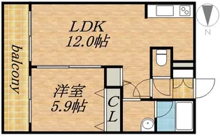 グランカーサ南13条【00905号室】の間取り