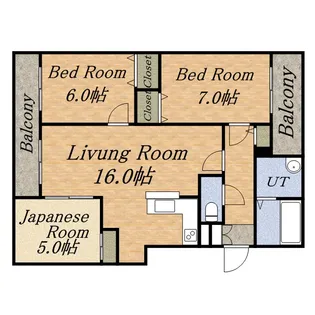フジエール山の手(フジエールヤマノテ)【1階】の間取り