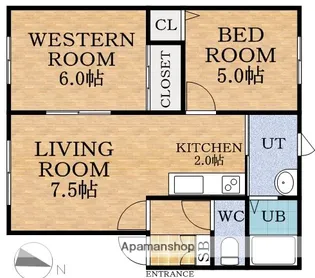 コーポクリーク山の手【2階】の間取り