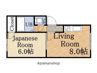 コンチネンタル山の手ⅠB【2階】の間取り