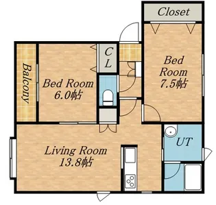 グランドソレーユB【1階】の間取り