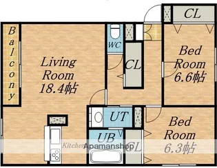 K・CORT【302号室】の間取り