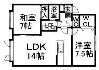 アベニュー・デ・ソルビエ【105号室】の間取り