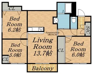 PARTIRE CENT(パルティーレセント)【3階】の間取り