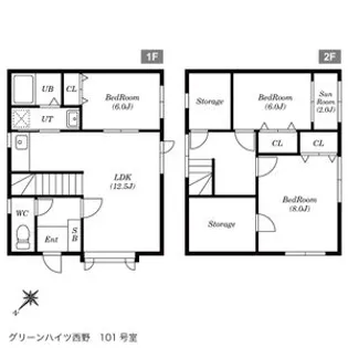 グリーンハイツ西野【1階】の間取り