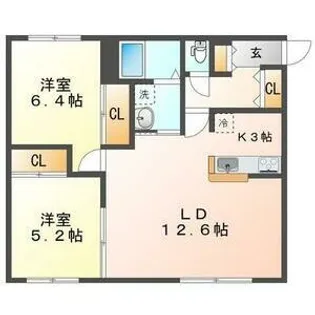シャイニングWEST FIELD Ⅱ(ウエストフィールドツー)【2階】の間取り