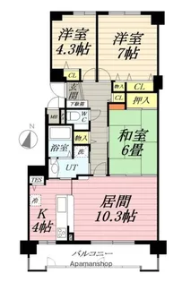 ラポール桑園駅前A棟【7階】の間取り