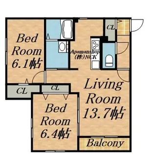 プラムクリークR【4階】の間取り