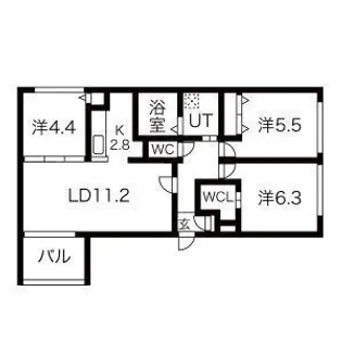 ボヌール手稲本町【1階】の間取り