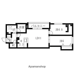 LUCE SOLARE発寒(ルチェ・ソラーレハッサム)【4階】の間取り