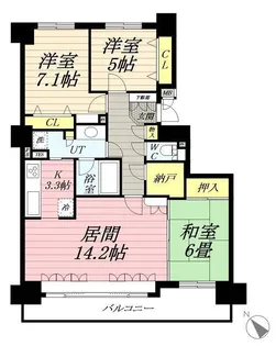 グランフォーレ琴似【4階】の間取り