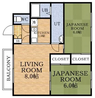 向陽荘B【202号室】の間取り