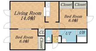 エスポワール富丘【202号室】の間取り