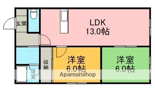 2LDKの間取り画像