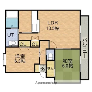 パークハイツB【3階】の間取り