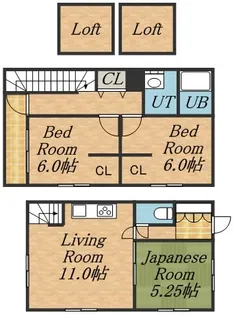 北海道札幌市東区東雁来十条2丁目【テラスハウス】の間取り