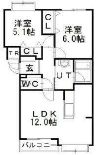 クリスタルリバー五番館【203号室】の間取り