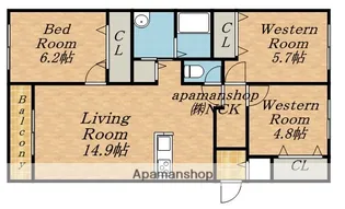 メニーズコート環状東【1階】の間取り